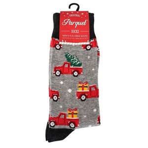 Parquet Socks Christmas Pick Up Truck Men's Size 10-13 Stretch Novelty Easy Care